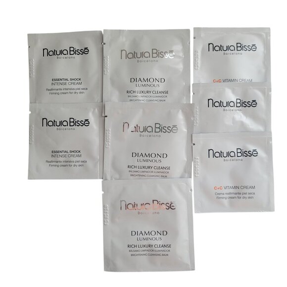 Natura Bisse Sample Lot Diamond Luminous Cleanse Essential Shock Intense Cream - Picture 1 of 11